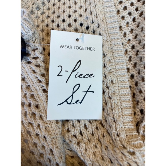 Womens New freshman 1996 Beige Crochet Knit 2 Piece Set Crop Top Maxi Skirt - Picture 14 of 14